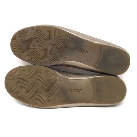 Ecco Ballet Flats Gold Metallic Slip On Leather 8 - Picture 6 of 8